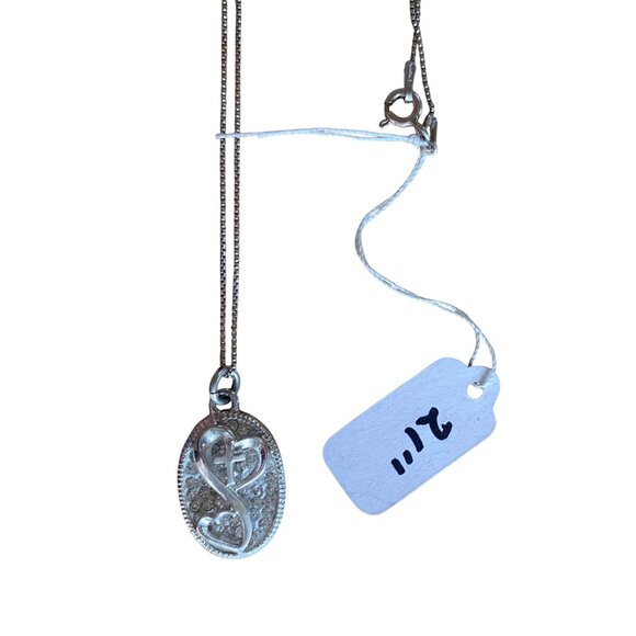 Sterling Silver Inspirational Pendant Necklace With Heart & Cross Design - Picture 6 of 10